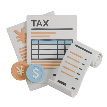 A 3D tax report with coins &mdash; ideal for tax summary and financial report concepts