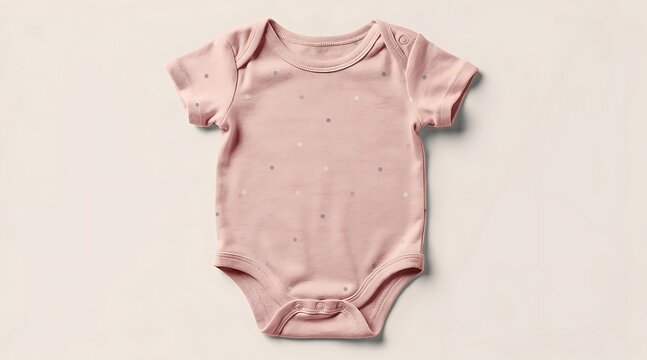 Pink baby onesie bodysuit infant clothing garment.
