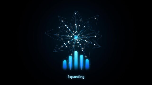 Digital Network Visualization Showing Data Expansion and Growth Connections
