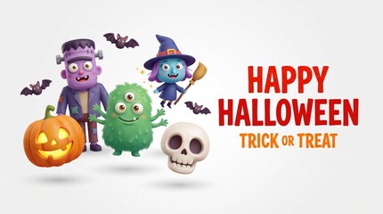 Fototapeta premium Celebrate the spooky season with a delightful halloween scene featuring classic characters and decorations
