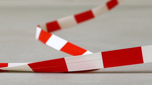 Red white warning barrier with striped barricade line for danger, safety, caution, construction, security, restricted area, accident prevention, quarantine and forbidden access protection