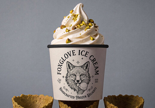 Premium Gelato Paper Tub Mockup