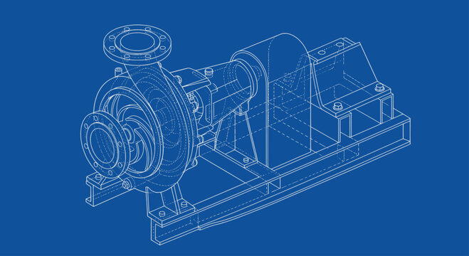 Blueprint of a Centrifugal Pump with Motor.