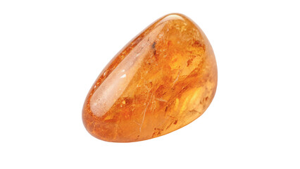 Polished translucent amber gemstone stone isolated natural organic mineral element