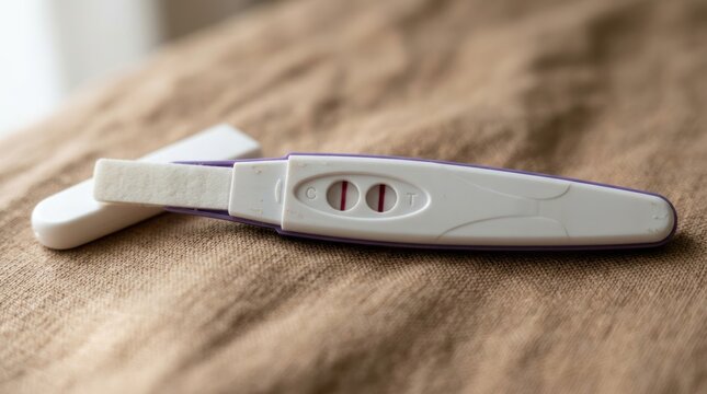 Positive Pregnancy Test Result on Textured Surface.