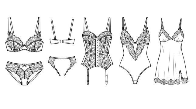 lingerie and sleepwear fashion line art collection
