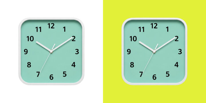Minimalist square wall clock on split background