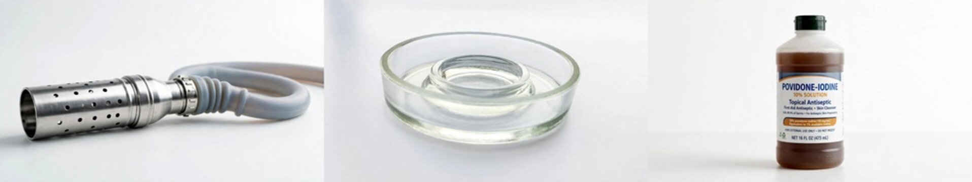 Medical endotracheal tube antiseptic solution and povidone iodine bottle