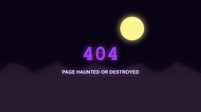 Digital Illustration of a 404 Error Page Featuring a Haunted Moonlit Landscape Scene