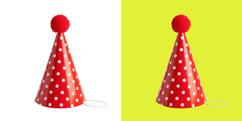 Obraz premium Red polka dot party hat