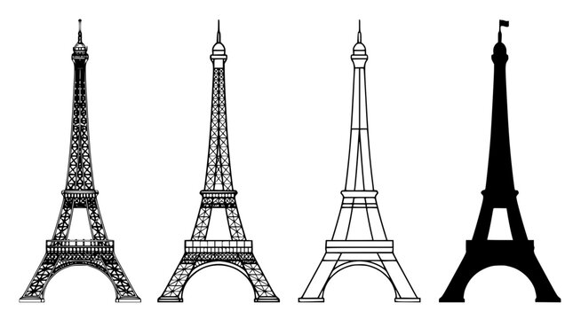 Eiffel Tower line art variations 202609011357 set with simple line art design featuring outline, illustration, graphic elements with clean design and vector art