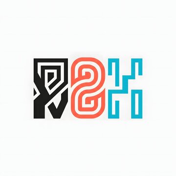 Stylized 2024 number logo with modern geometric shapes and vibrant color accents for branding design