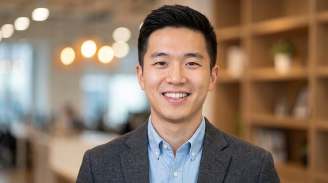 Energetic Korean American Man Tech Sales Executive Portrait USA