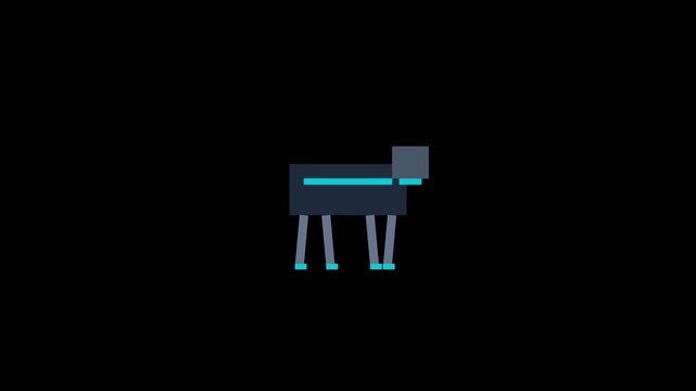 A Minimalist Vector Illustration of a Robotic Quadruped Walking on Black Background