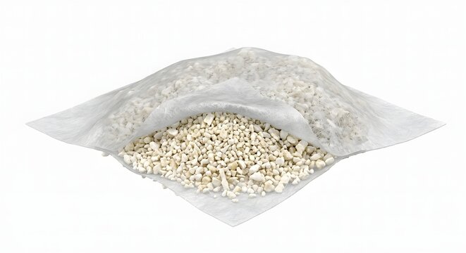 Realistic 3D Render of Collagen Membrane Draped Over Bone Graft Material for Guided Bone Regeneration