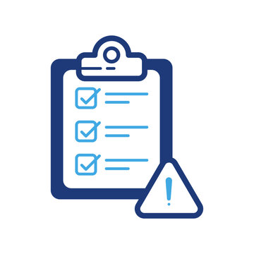 Illustration of important tasks attached in a clipboard, priority checklist two-toned vector icon