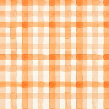 Seamless orange and beige plaid fabric pattern