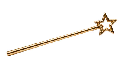 Golden star magic wand with textured surface, isolated on transparent background © Piotr