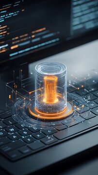Futuristic cylinder on a keyboard