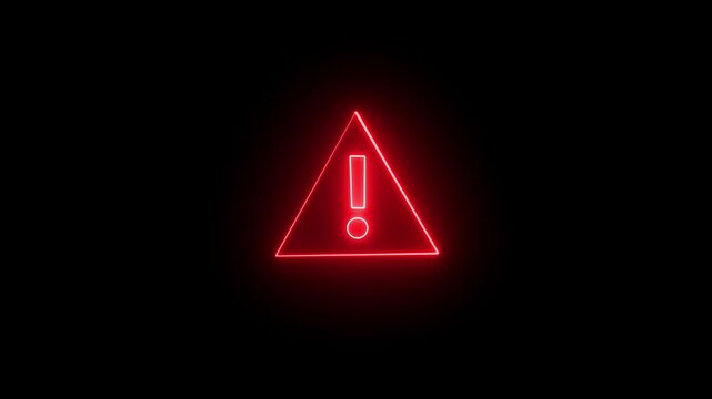 rad Glowing Warning security breach computer hacking warning message hacked Warning icon animation on black background