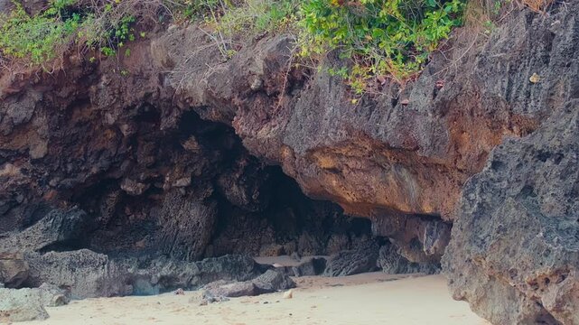 Rocky Beach with Cave Formation