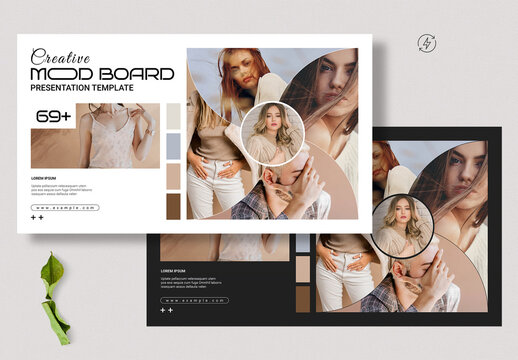 Creative Minimal Mood Board Presentation Template with Modern Fashion Portfolio Layout