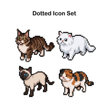 猫のドット絵アイコンセット02