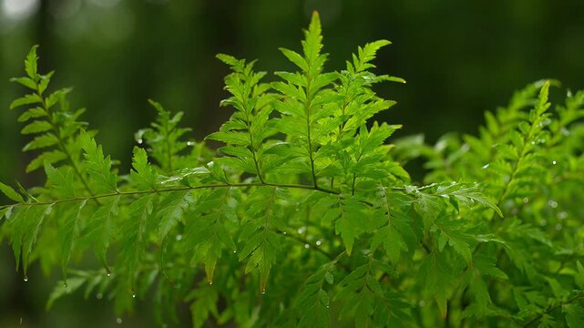 Lush green moss plant close-up, nature texture background, foliage
