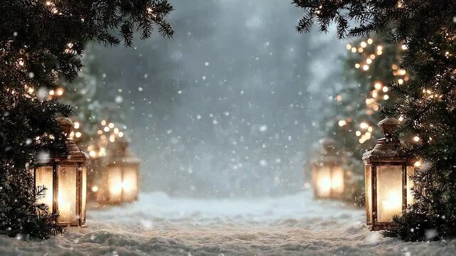 Beautiful Christmas celebration wallpaper with charming holiday atmosphere and clear copy space for commercial design