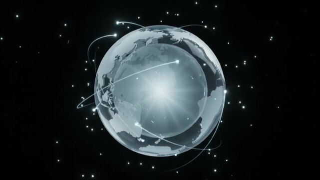 3D Glass Globe Light Sweep Global Technology Micro Motion Graphics