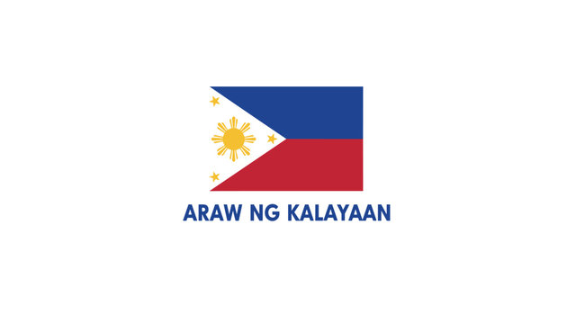 Official national flag of the Philippines with Tagalog text Araw ng Kalayaan celebrating their independence day.