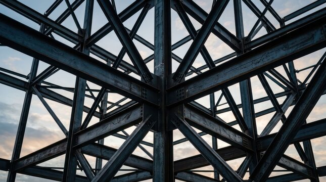 Abstract Geometric Steel Structure Industrial Architecture Detail.