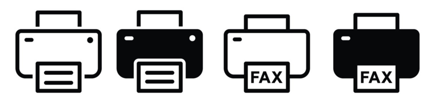Fax document print set icon illustration