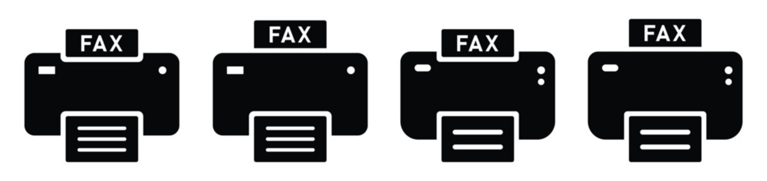 Fax document print set icon illustration