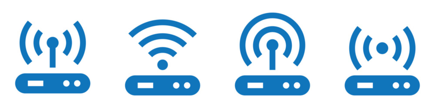 Wifi router set icon illustration