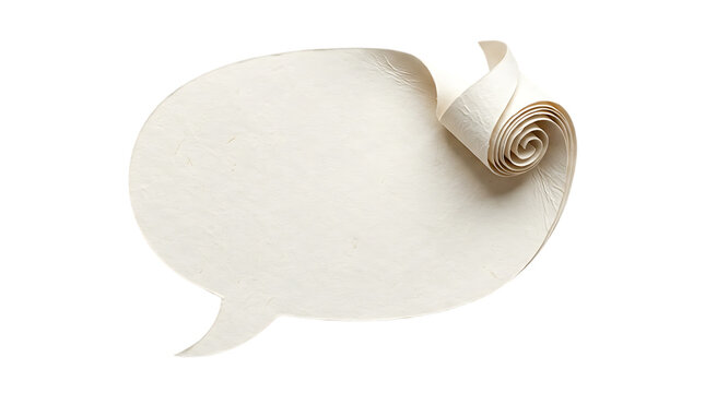 Paper scroll with blank speech bubble isolated on transparent background