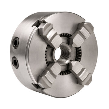 Metal four jaw lathe chuck, essential for industrial work, machining