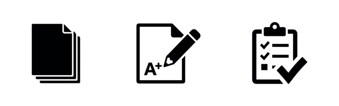Exam and Checklist Icons - Education and Assessment Symbols