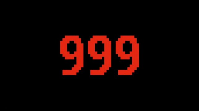 Pixel Damage Number 999 Effect Black Background