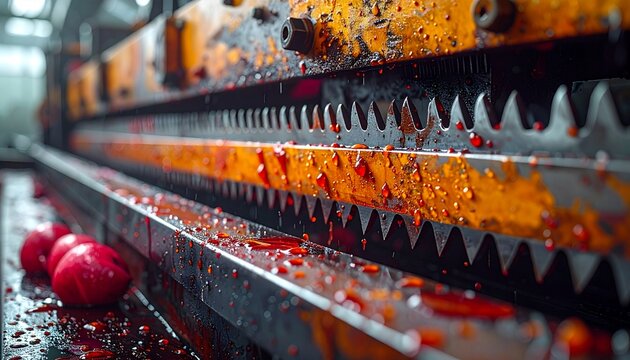 Sugar Factory Beet Slicing Machine Blades Processing Red Vegetables in Industrial Facility