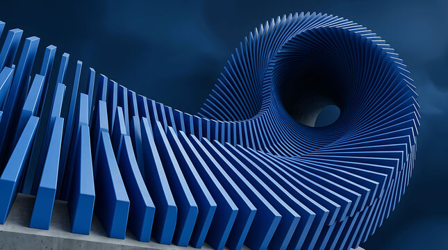 Abstract 3D blue structure sculpture spiral wave design background graphic