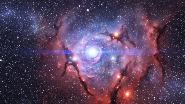 Nebula swirling with cosmic dust and stars during deep space exploration showing stellar formation