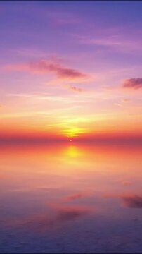 Sunset over calm ocean horizon with golden and purple sky gradients and distant horizon line sunset colors evening sky gradient sunset