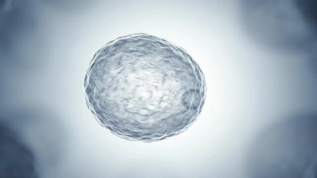 Ovum floating slowly within a clean biological environment