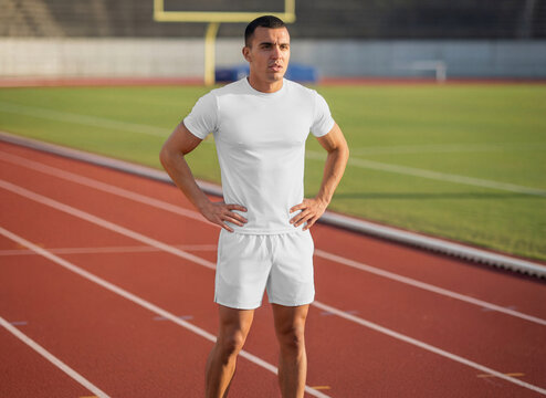 Male Athlete Wearing T-Shirt and Shorts