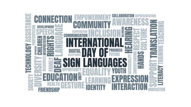 International Day of Sign Languages Word Cloud Concept for Accessibili