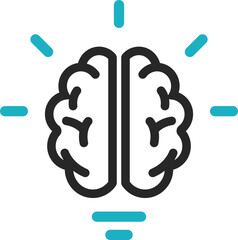 Fototapeta premium Glowing brain icon symbolizing smart thinking and artificial intelligence