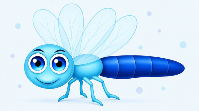 Title: Cute Cartoon Firefly Insect with Glowing Eyes and Colorful Transparent Wings