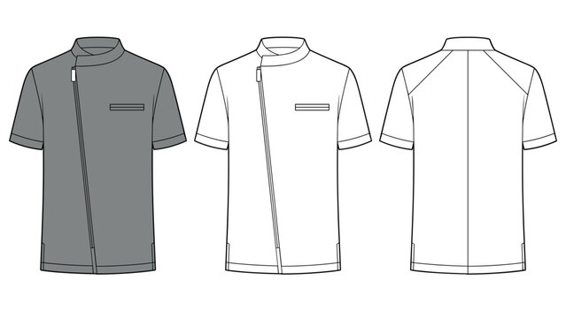 ASYMMETRIC UNIFORM TUNIC FASHION FLAT SKETCH TEMPLATE