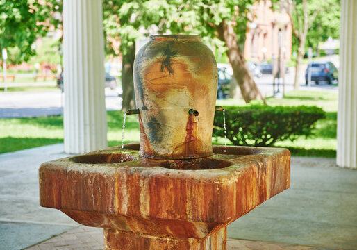 the Congress Spring located in Congress Park in downtown Saratoga Springs, New York.